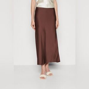 ABERCROMBIE & FITCH Brown Satin Midi Maxi Skirt Size XSP
